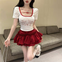 Plus-Size Stylish Youthful High-Waisted Slimming Skirt for Women, New Spring-Summer Ballet-Style Short Puffy Tiered Skirt for Petite Figures