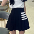High-Waisted Striped Pleated Mini Skirt