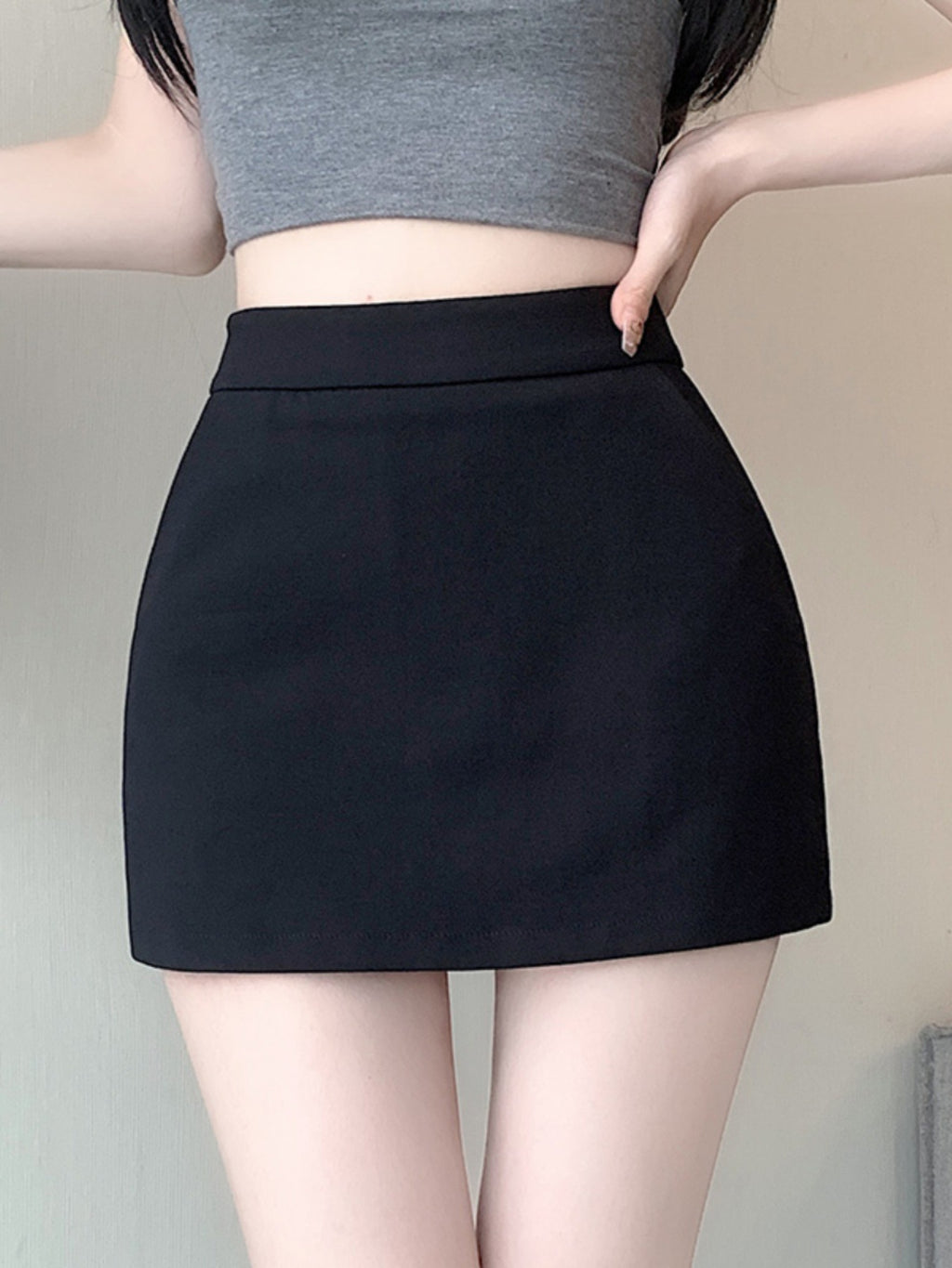 Black A- line Skirt Women's Summer Anti-walking High Waist Hot Girl Sexy Hip Short Skirt Pants Light Mature Style One-step Skirt