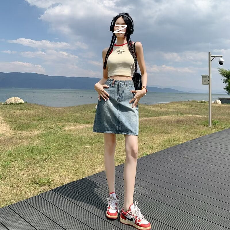 2026 Summer Hot Girl High Waist Slimming A-Line Skirt Bodycon Skirt Denim Skirt Denim Mini Skirt Women's Hot Girl Style