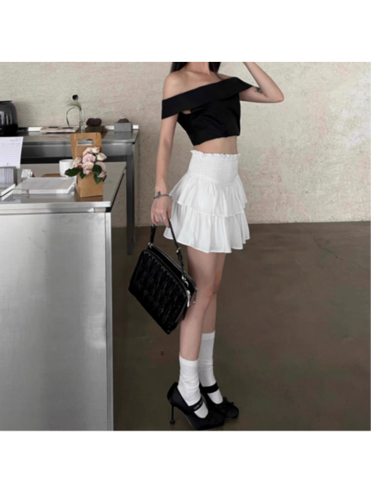 [Original Recipe] Korean Summer New Style Ballet Girl Style Elastic Cake Skirt, Fashionable Double-Layered Mini Skirt