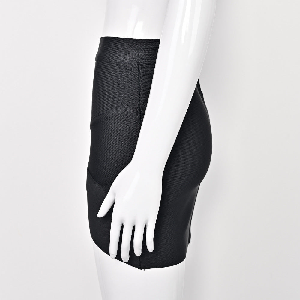European and American Style Sexy Cross-Over Ultra-Short Skirt, High-Waisted Slit Bandage Bodycon Skirt, Nightclub Mini Skirt, Women's Clothing for Night Clubbing and Parties