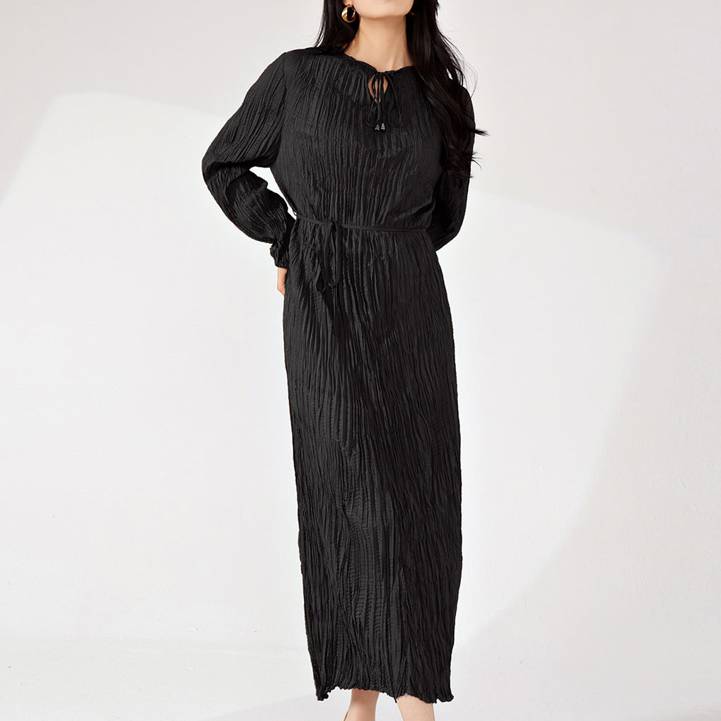 Miyake Long Dress for Women, Summer High-End Dress, New Style, Shenzhen Nanyou High-End Dress, French-Style Dress