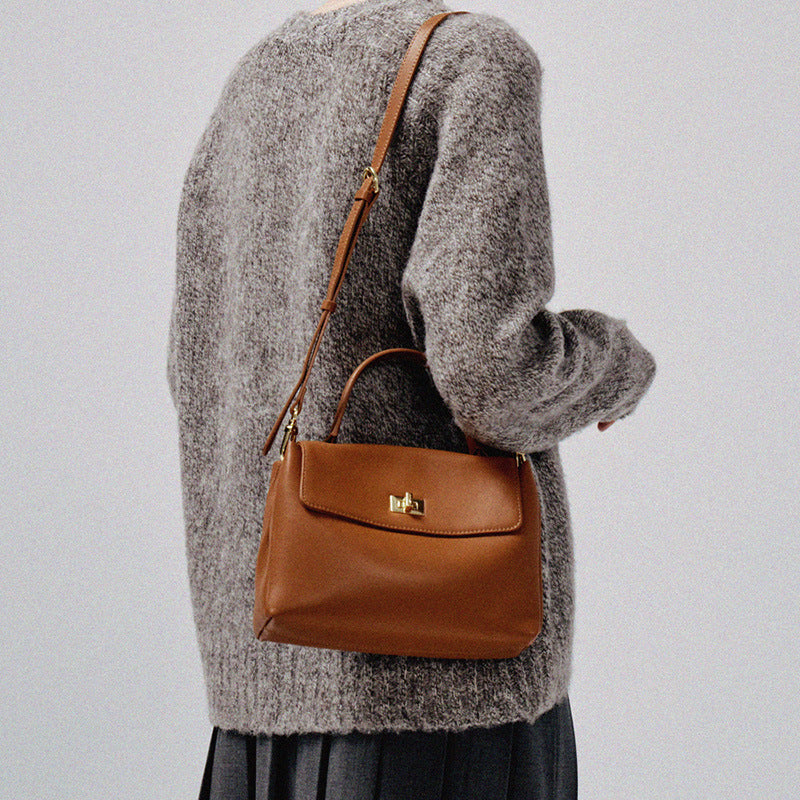 Soft Leather Women's Crossbody Bag for Work, Small Handbag with a High-End Feel, 2026 New Model, Trendy This Year, Textured Handbag