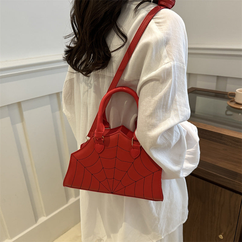 2025 New Fashion Spider Web Handbag Funny Stylish Ins Shoulder Bag Simple Embroidery Stylish Crossbody Bag