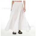 Amazon European and American Style Simple Crinkled Midi Skirt 2026 Summer New Fashion Brand Women's Clothing Trendy Versatile Oversized Flared Skirt