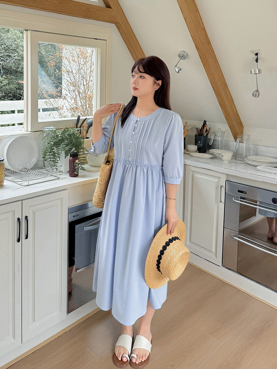 Two days 2025 spring new plus size women's tassel hollow blouse/solid color waist dress 8782AB
