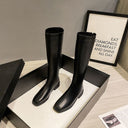 Long Boots for Women, Knight Boots, No More Than Knee-High Street Style Square-Toe Boots, Spring and Autumn New Style, Rear Zipper, Slimming High Boots for Women