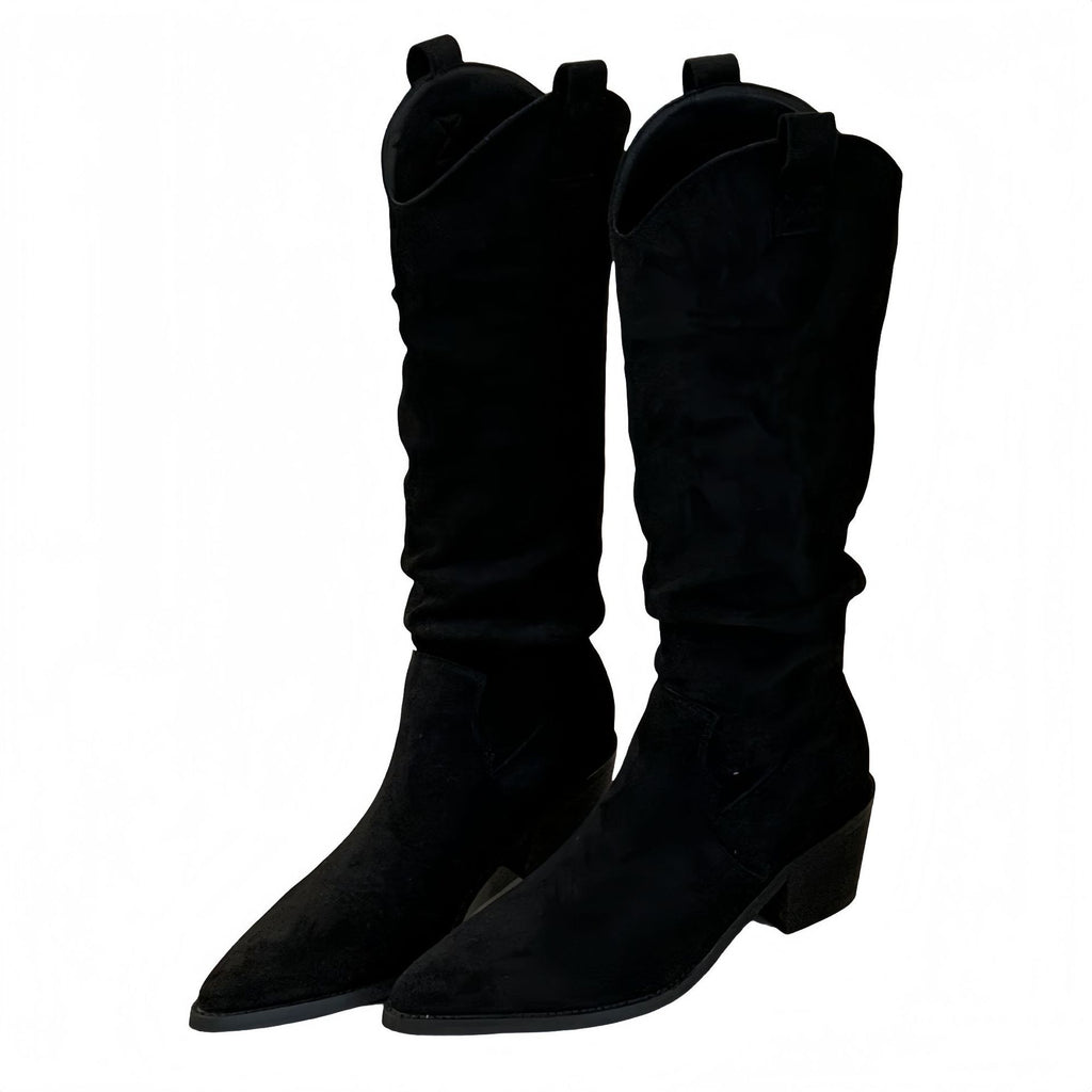 Long Boots, High Boots, Women's Suede 2025 Autum New Boots, Pointed Toe Retro Knight Boots, No More Than Knee Thick Heels and High Heels