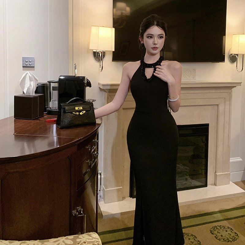 2025 Sexy Party Dress Cross-border New Light Luxury Women's Clothing Back Streamed Long Slim-fit dress