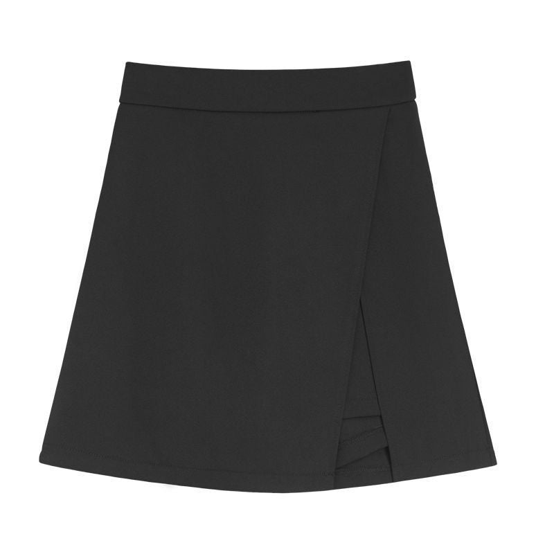 plus size chubby girl Black Split Skirt Women's Spring and Autumn Cover Span Slimming High Waist A- Line Skirt Grey Suit Culottes
