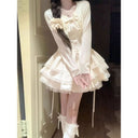 Early Spring Outfit for Petite Women: Pure and Desirable Style, High-End Cardigan Jacket, Puffy Cake Dress Two-Piece Set