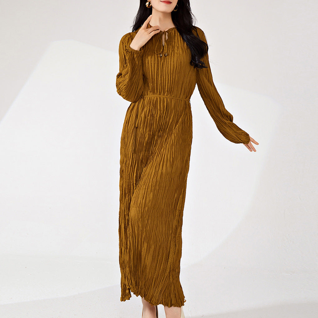 Miyake Long Dress for Women, Summer High-End Dress, New Style, Shenzhen Nanyou High-End Dress, French-Style Dress