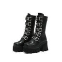Martin Boots Women's High-heeled Motorcycle Boots Foreign Trade Autumn and Winter New Arrival Boots Thick-soled Short Boots Women's Punk Style Mid-heeled Boots