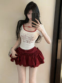 Plus-Size Stylish Youthful High-Waisted Slimming Skirt for Women, New Spring-Summer Ballet-Style Short Puffy Tiered Skirt for Petite Figures
