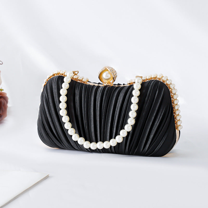 Dinner Clutch Bag Women's Pleated Satin Celebrity Banquet Bag with Evening Dress Handbag Cheongsam Handbag Party Bag