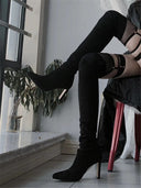 High-Heeled Over-The-Knee Boots for Women 2025 Autumn and Winter New Thick-Heeled Elastic Slim Boots High-Top Pointed Toe Slimming Boots