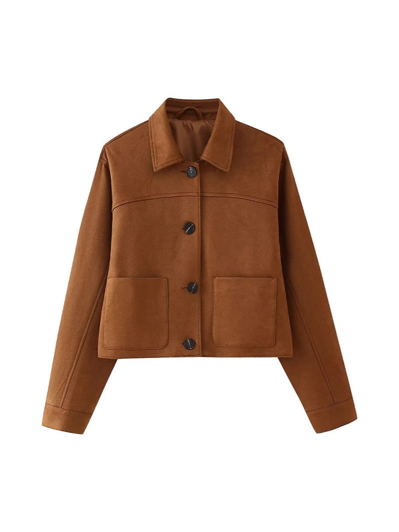 Foreign Trade Wholesale European and American Style Women's New Fashion Versatile Deerskin Velvet Short Jacket Jacket Short Skirt Suit