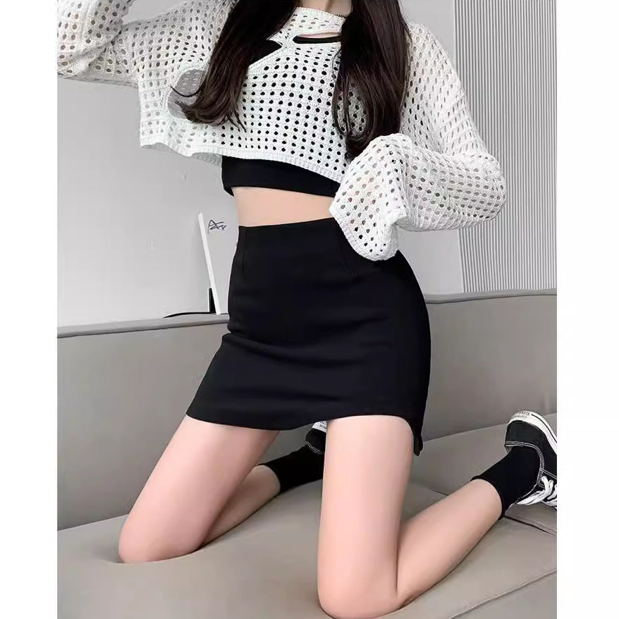 Black Sexy Hip Skirt Skirt Spring and Summer 2024 New Anti-walking Women's Short Skirt Irregular Tight Skirt