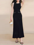 M2026 Spring and Summer New Cross-Border Foreign Trade Women's Clothing French European and American Style Elegant Sleeveless Long Dress Knitted Dress
