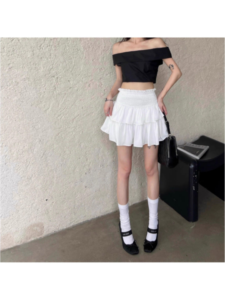 [Original Recipe] Korean Summer New Style Ballet Girl Style Elastic Cake Skirt, Fashionable Double-Layered Mini Skirt