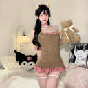 Sexy Pajamas Cute Bear Nightdress suit Plush Christmas Backless Maid Dress Temptation-Free Nightclub Hip Dress