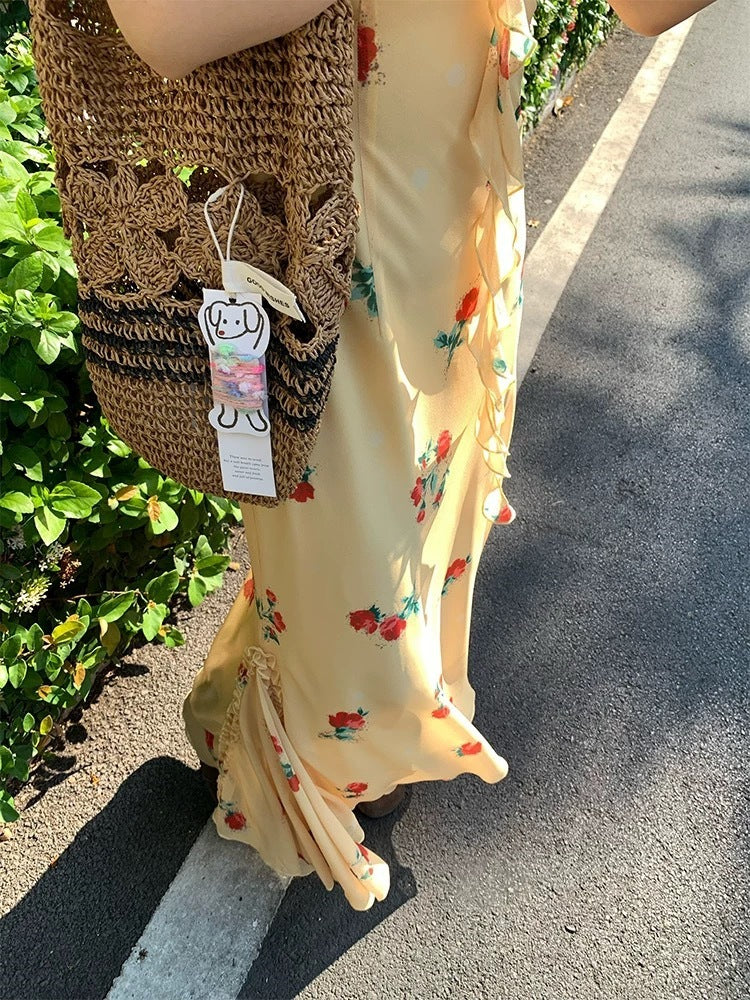 [3.7 10: 00 a.m.] im dress to Twilight Rose Garden ~ V Collar Ruffled Flower Chiffon Holiday Feeling