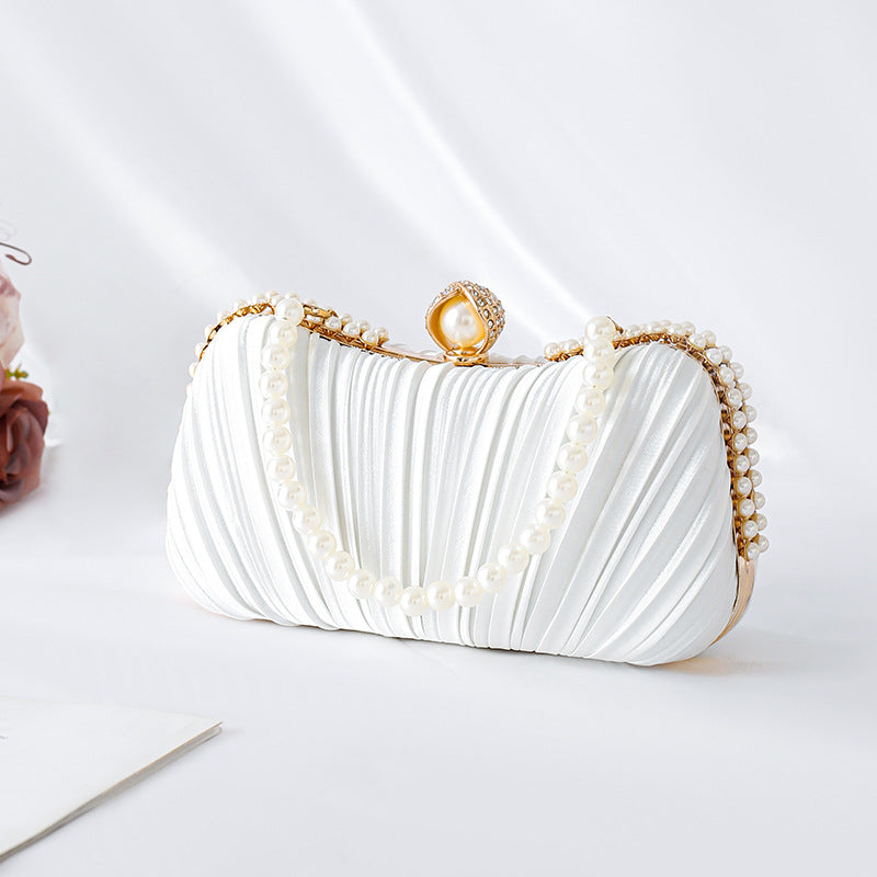 Dinner Clutch Bag Women's Pleated Satin Celebrity Banquet Bag with Evening Dress Handbag Cheongsam Handbag Party Bag