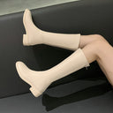 Long Boots for Women, Knight Boots, No More Than Knee-High Street Style Square-Toe Boots, Spring and Autumn New Style, Rear Zipper, Slimming High Boots for Women
