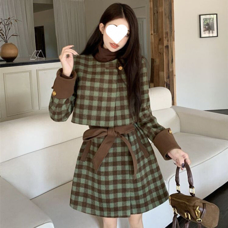 2024 Plaid Autumn and Winter Chanel New Thick Coat dress Two-piece Wool Fashionable Elegant Slim suit