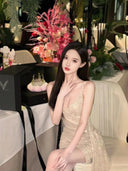 2025 Summer New High-End Elegant Goddess-Style Dress Light Luxury French Banquet Sexy Mini Dress