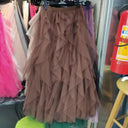 Spring and Summer Korean Style Elastic Waist Fashionable and Versatile Slimming Mesh Splicing Irregular Mid-Length High-Waisted Skirt