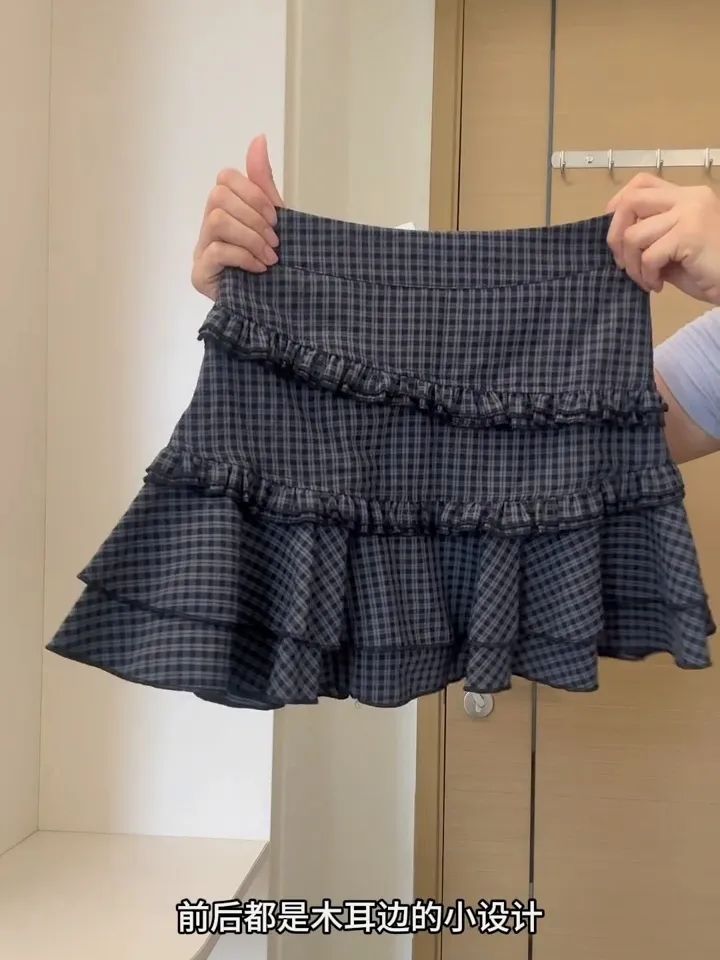 Hot Girl Style Retro Plaid Skirt for Women 2025 Summer New Korean Style High-Waisted Slimming Cake Skirt A-Line Short Skirt