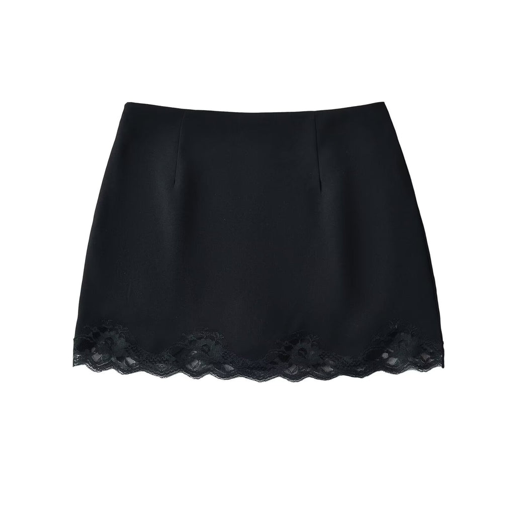 Pure Spice Girl Lace Tight Hip Skirt Summer New Side Zipper Anti-running Mini Skirt