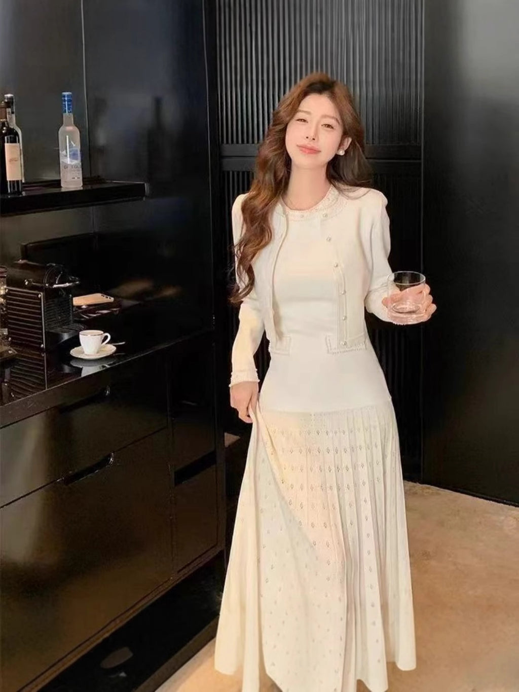 M2026 Spring and Summer New Cross-Border Foreign Trade Women's Clothing French European and American Style Elegant Sleeveless Long Dress Knitted Dress