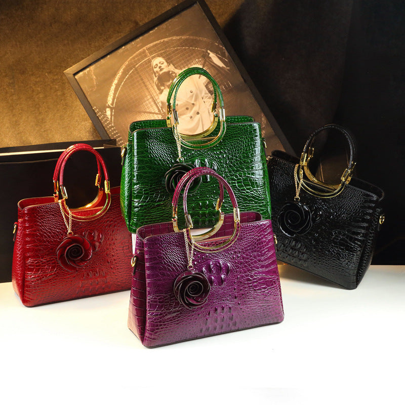 Middle-aged Women's Bag High-end Wedding Bag Genuine Leather Crocodile Pattern Happy Mother-in-law Bag Wedding Handbag with Cheongsam Bag