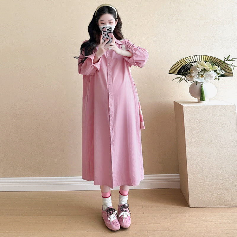 Real shot in stock ~ maternity clothes spring and autumn suit fashion new loose tide mom plus size pregnant women two-piece set