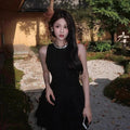Beautiful Hot Girl Waist Dress Women's French Style Elegant Daughter High-End Little Black Dress Birthday Dress Short Skirt