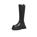 Black Knee-High Thick-Soled Knight Boots Sleeve Chelsea Boots for Women 2025 Autumn and Winter New High Fashion Boots