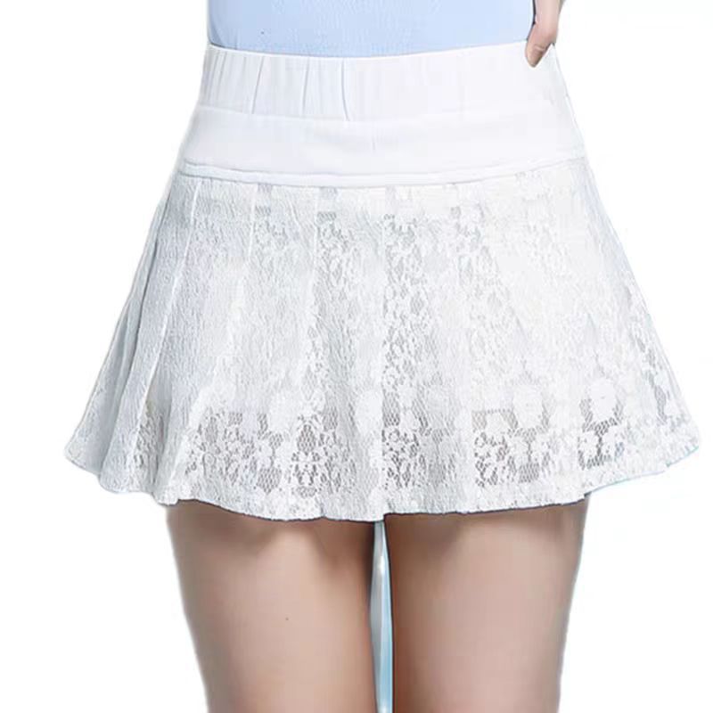 in stock autumn thickened new gauze net miniskirt pants all-match lace 2024 pleated skirt sexy skirt A word