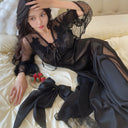 Sexy Pajamas Women's dress Ice Silk French Court with Chest Pad Pure Desire Fairy Nightdress 2025 New Summer