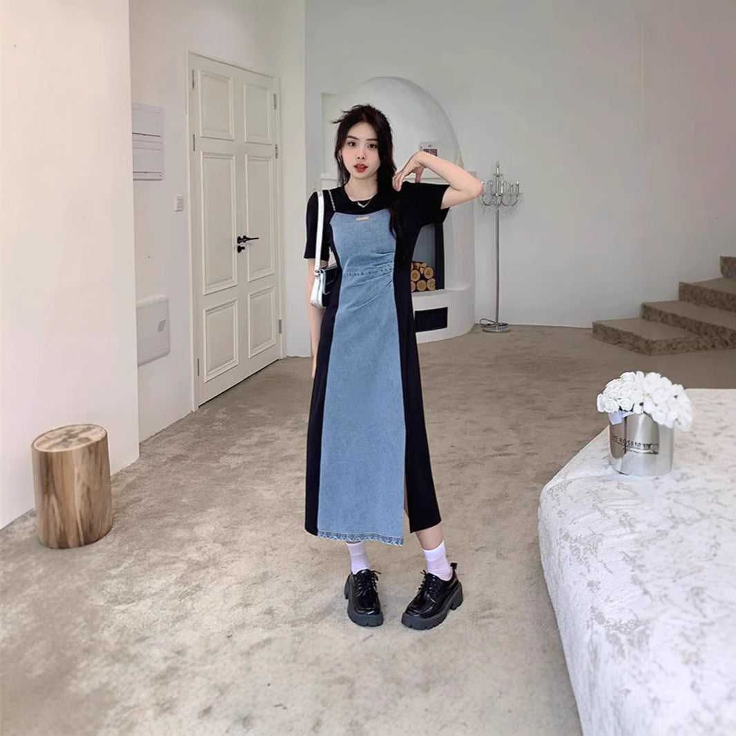 plus size Vintage Denim dress Women's Summer Skirt Casual Slim Fit Two-piece dress