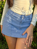 Xy086 Foreign Trade Independent Website European and American Summer New Style Washed Elegant Workwear Denim Mini Skirt for Women