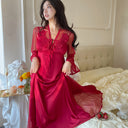 Sexy Pajamas Women's dress Ice Silk French Court with Chest Pad Pure Desire Fairy Nightdress 2025 New Summer
