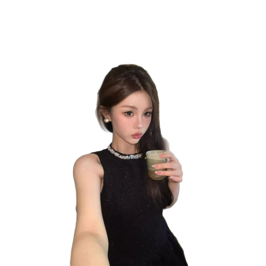 Beautiful Hot Girl Waist Dress Women's French Style Elegant Daughter High-End Little Black Dress Birthday Dress Short Skirt