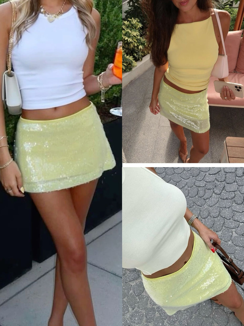American Street Pure Color Sequin Party Miniskirt Sexy Girl Stylish Retro Fashion Sexy Skirt 2025 Spring and Summer