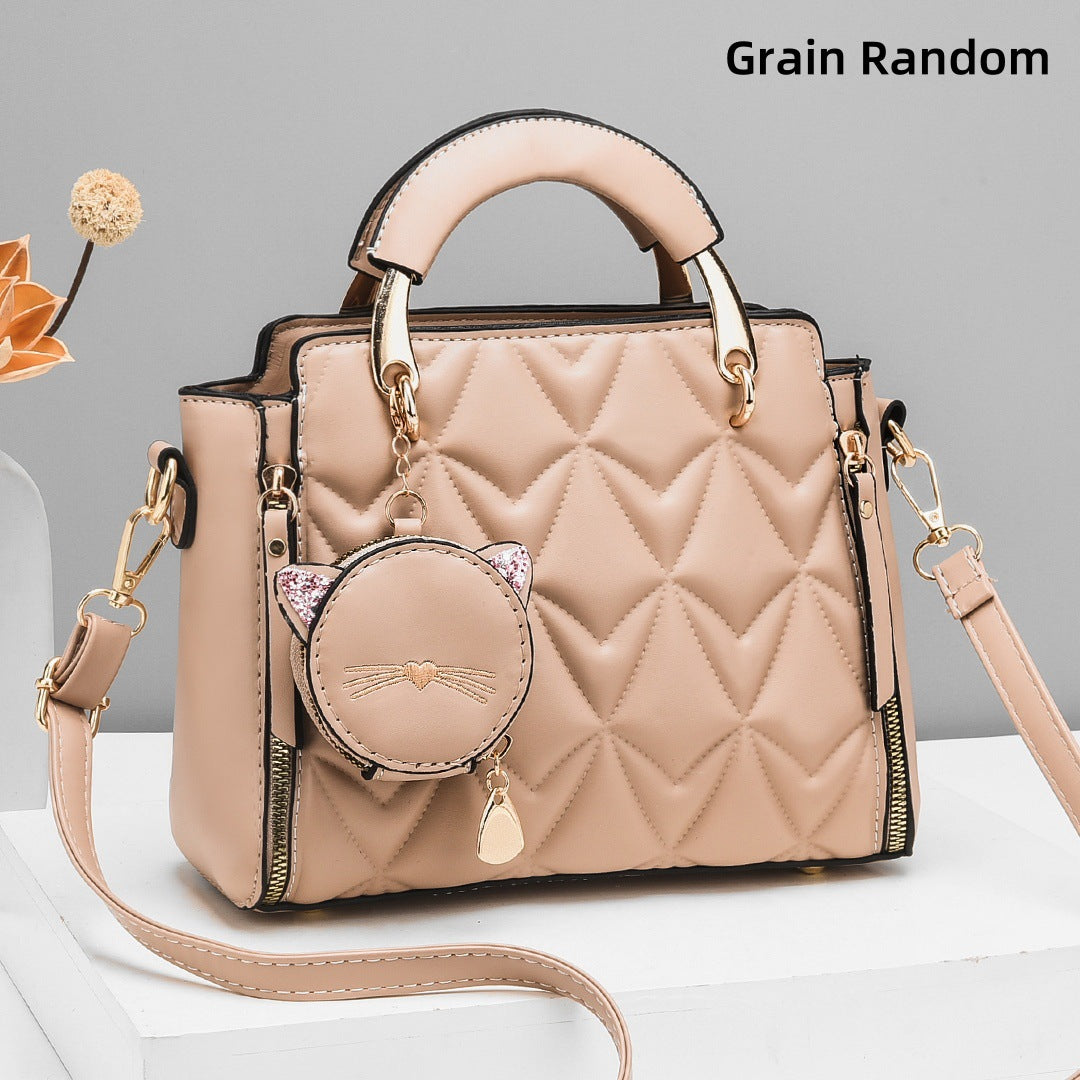 [Foreign Trade Women's Bag] Soft Surface Embossed Handbag Casual Messenger Bag Women's Shoulder Fashion Easiest for Match Handbag