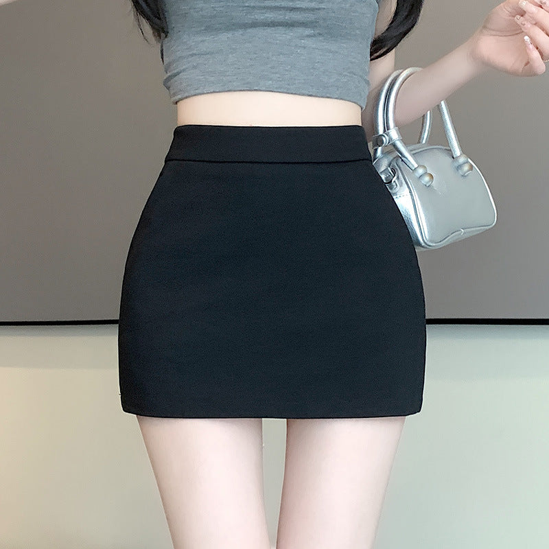 Black A- line Skirt Women's Summer Anti-walking High Waist Hot Girl Sexy Hip Short Skirt Pants Light Mature Style One-step Skirt
