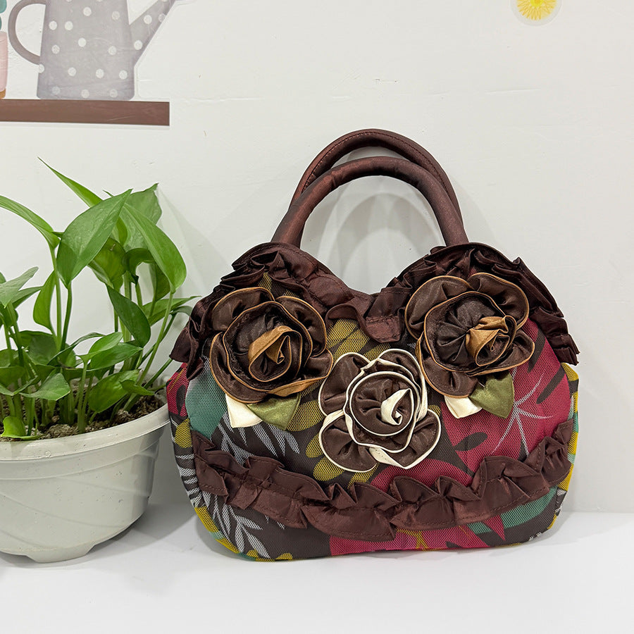 New Style Mother Key Middle Bag Korean Style Women's Handbag Mummy Bag Solid Color Lace Girl's Zipper Handbag