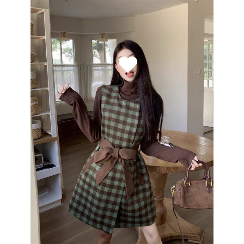 2024 Plaid Autumn and Winter Chanel New Thick Coat dress Two-piece Wool Fashionable Elegant Slim suit